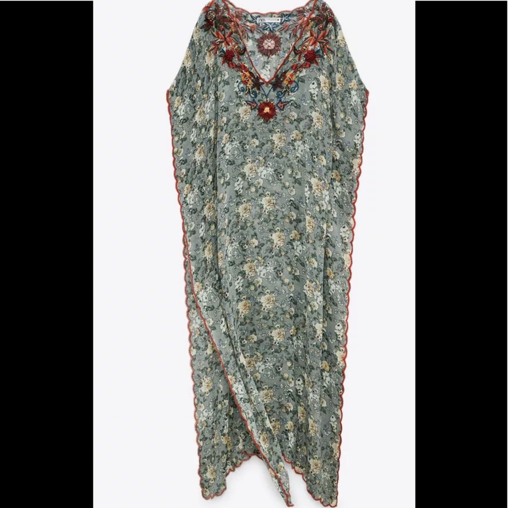 ZARA NEW  Printed Tunic Embroidered Dress   Size XSmall